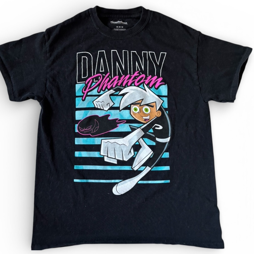 Danny Phantom Nickelodeon Graphic T-Shirt Black Cartoon Tee Size Medium